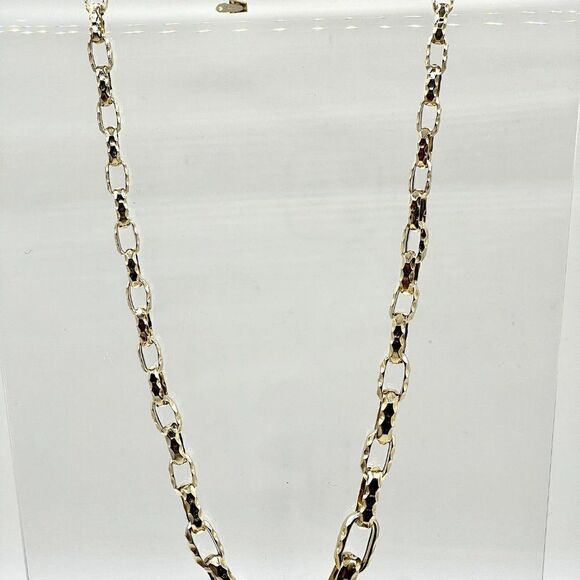 Leslie's 14K Polished Hammered Graduated Open Link Necklace - Picture 3 of 14